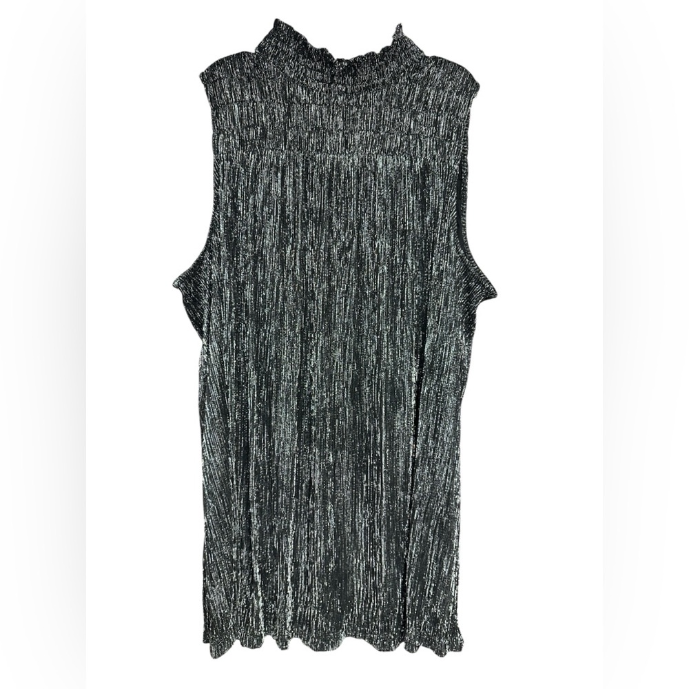 Nine West Sleeveless Metallic Black and‎ Silver Mini Dress with Lining size XXL